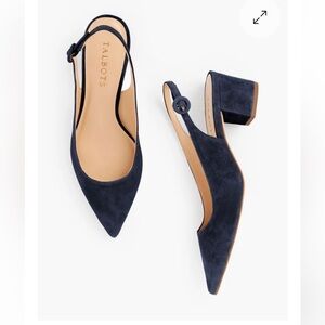 Talbots Erica Blue Suede Block Heels Slingbacks